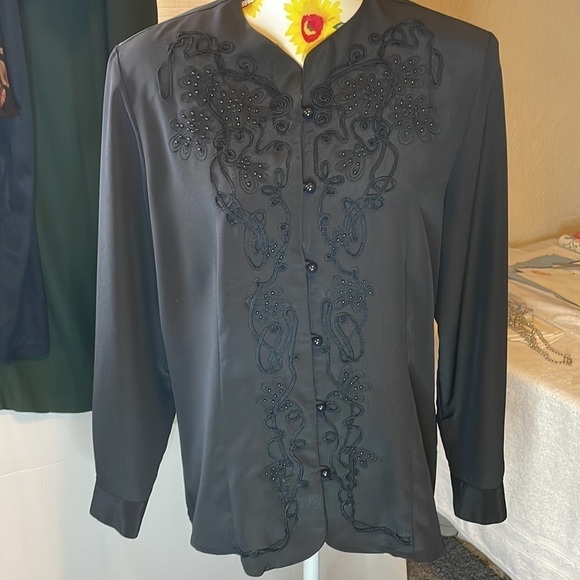 Ship ‘n Shore - Size 12 ~ Vintage Beaded Lightweight Office Blouse - Picture 6 of 10